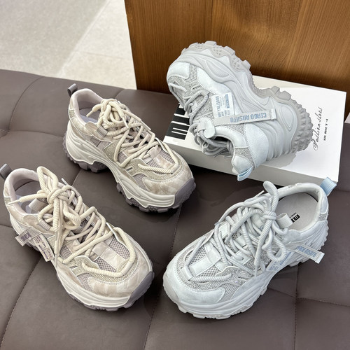 实体同款！2026早春新款增高老爹鞋女透气松糕底休闲运动百搭鞋