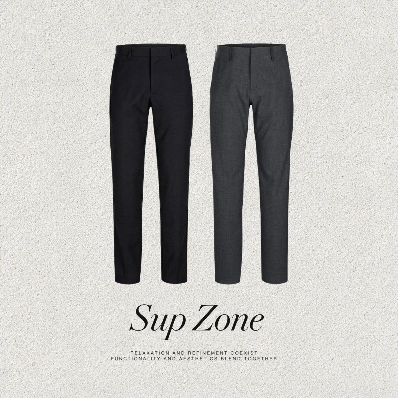 坤叔男装 Sup Zone 商“V“全压胶YIM超细精纺羊毛轻薄西裤