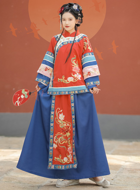 复古中式婚礼喜娘服古装女秀禾少奶奶绣花公主小姐常服明国风两件