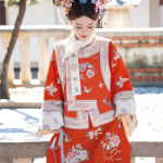 汉服女清代印花古装清朝延吉公主旗袍宫廷格格服两件套旅拍服装女