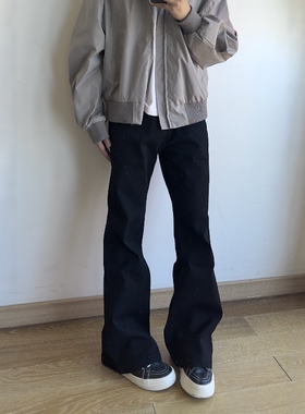 17DUP 黑色微喇水洗cleanfit牛仔裤百搭高街简约vibe风裤子