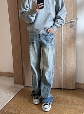 17DUP爆裂纹竹节棉牛仔裤cleanfit水洗做旧直筒男女情侣长裤