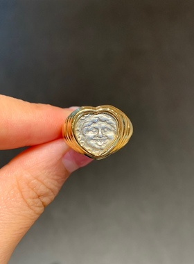 【已出欣赏】爱心型古希腊美杜莎古币戒指可以抵御一切邪恶18k金
