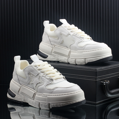 46码真皮小白鞋男2025夏新款增高