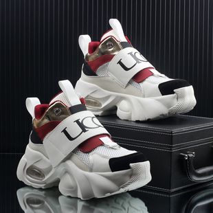 高级感男鞋2025秋季新款厚底增高老爹鞋男网面透气休闲百搭潮鞋子