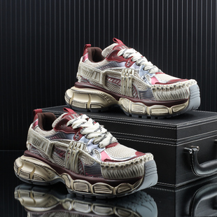 潮牌男鞋2025秋季新款小众个性休闲鞋厚底增高老爹鞋透气运动鞋子