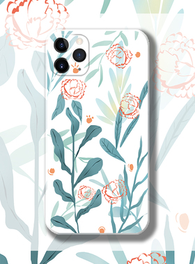 手绘原创文艺个性植物适用于苹果13荣60P50荣耀60三星S21手机壳