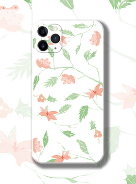 手绘原创简约个性花朵适用于苹果13荣60P50荣耀60三星S21手机壳