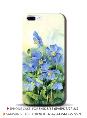 文艺唯美清新水彩兰花适用苹果7p三星s7oppo r11 荣60p10手机壳包邮