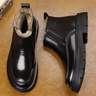 棉鞋男冬季真皮羊毛保暖鞋棉皮鞋
