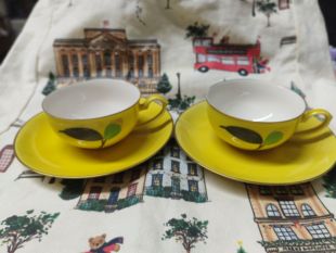 国现日本香兰社咖啡杯手绘彩叶叶卉稀少中古直径9厘米高5厘米