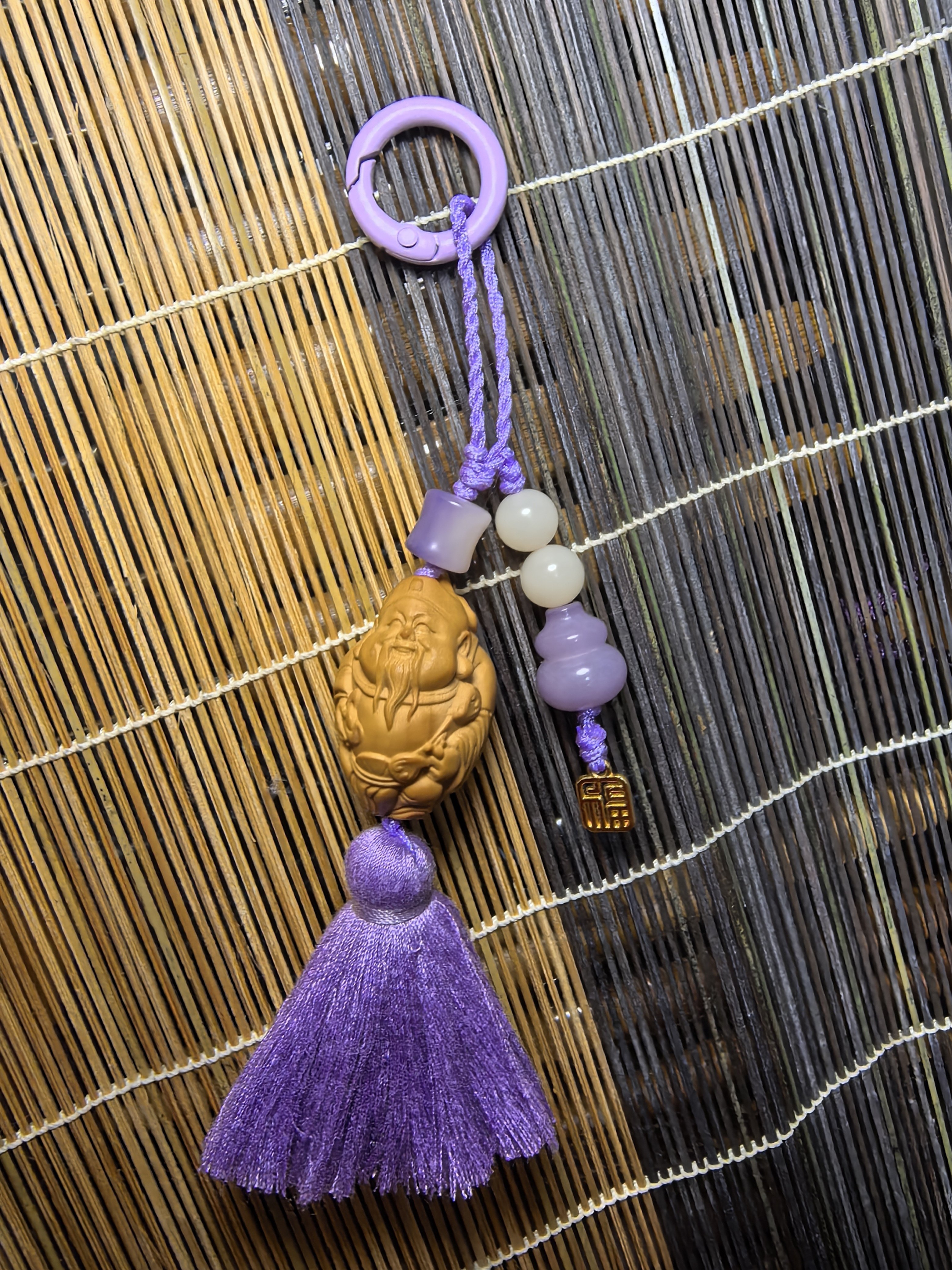 国风橄榄核雕财神菩提葫芦紫气东来素线流苏包挂手机挂挂饰