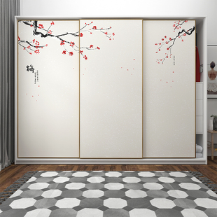 衣柜贴纸中式古风卧室翻新客厅玄关贴画屏风改造推拉门玻璃门自粘