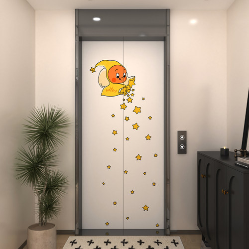 星星人卡通贴画电梯门贴纸自粘