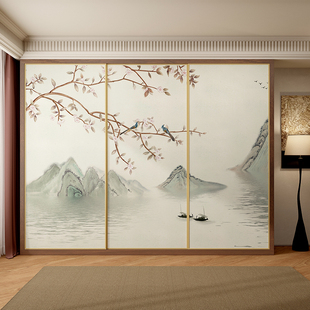 中式大衣柜门贴纸橱柜门改造翻新推拉门装饰贴画遮丑防水自粘墙纸