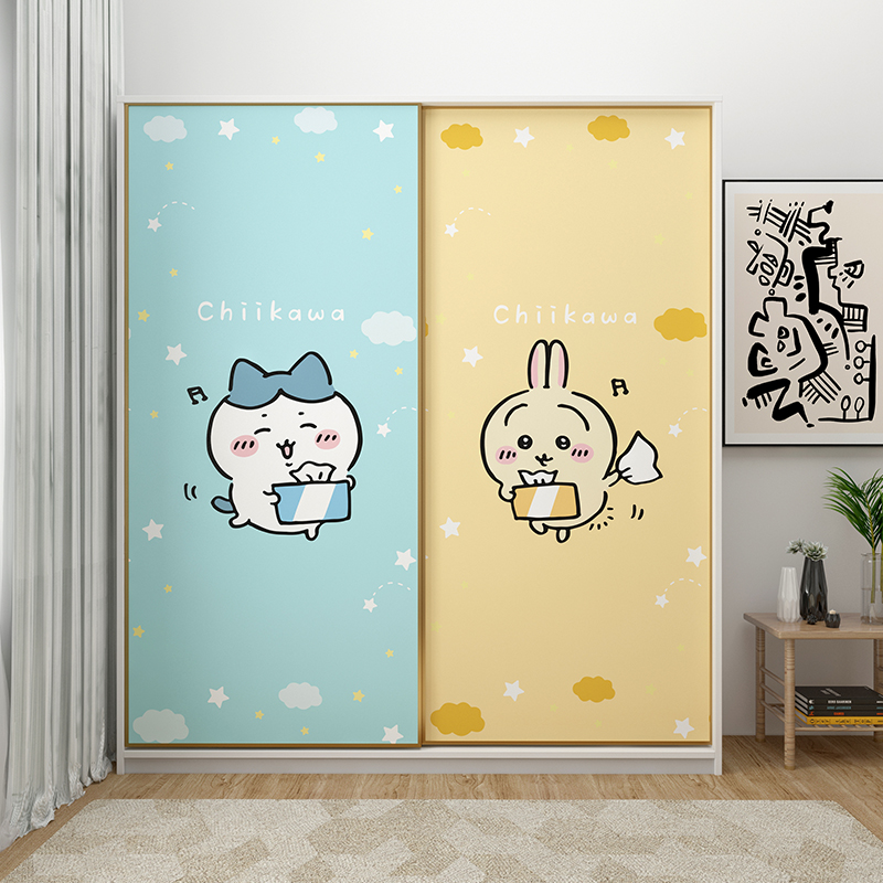 卡通可爱儿童房装饰贴纸衣柜推拉门柜子改造翻新加厚防水自粘墙贴