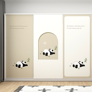 儿童衣柜贴纸推拉门玻璃柜门自粘卧室装饰卡通玻璃门房间贴画防水