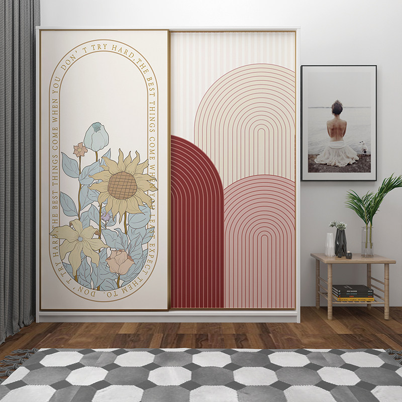 墙纸韵房间大衣柜门改造贴纸家具翻新卧室玻璃门装饰移门换色壁纸