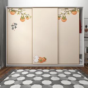 衣柜门贴纸移门推拉门玻璃门自粘卧室改造翻新中式简约加厚不透底