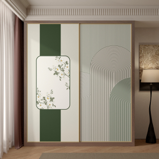 新中式衣柜门高级感贴纸柜子改造美化加厚自粘壁纸木门翻新装饰画