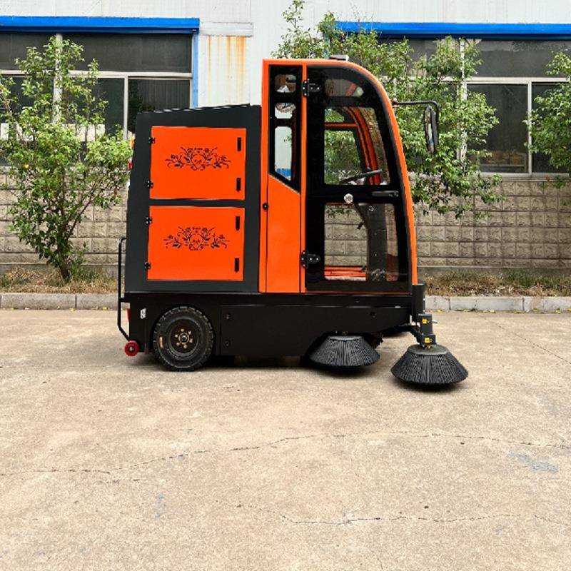 全自动车间拖地机驾驶室电动清扫扫路车公园道路扫地车