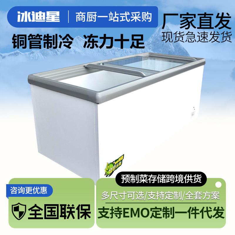 大容量卧式冰柜 冷冻展示柜超市商用铜管冷柜 玻璃门冰柜