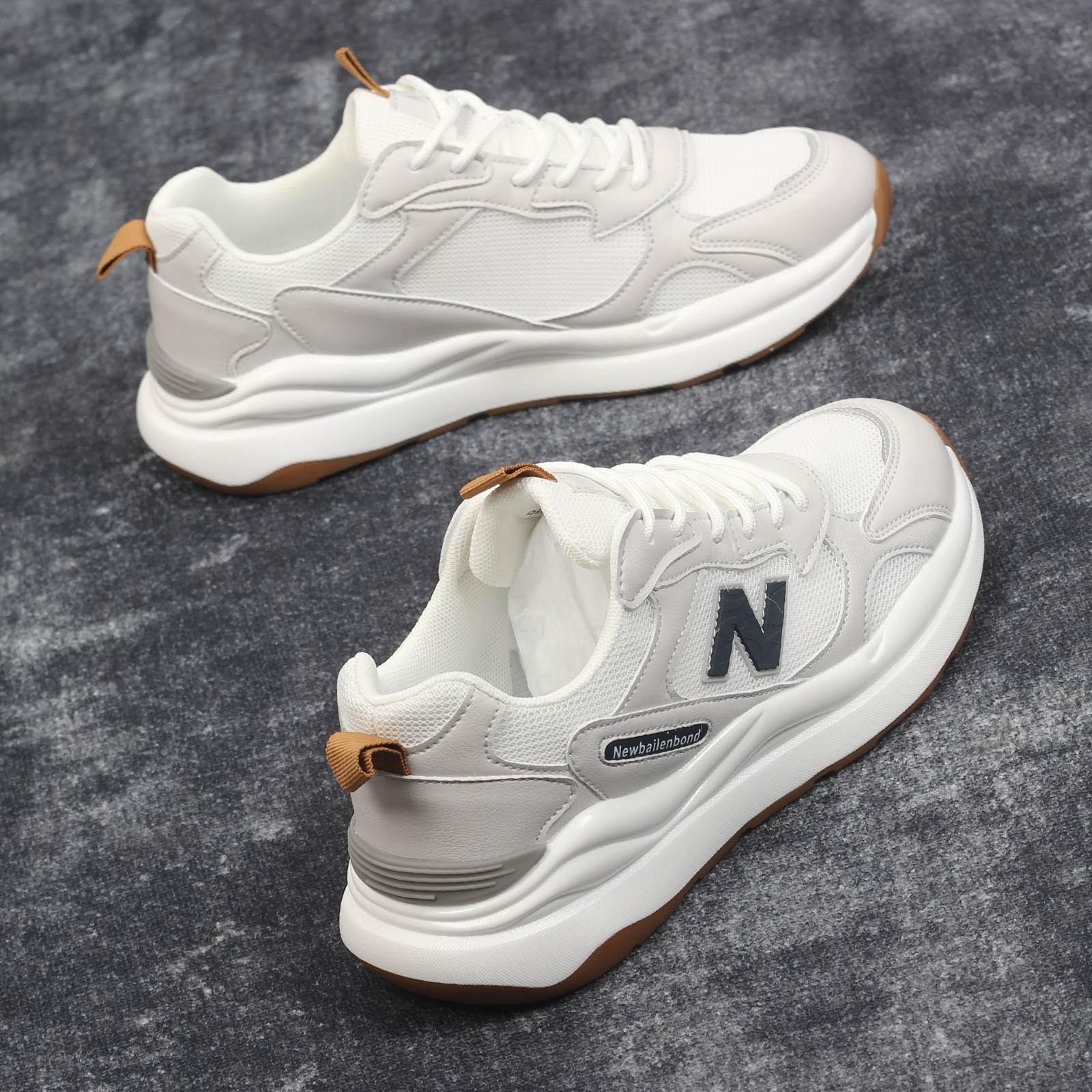 ifashion男鞋运动鞋潮百搭n字母经典时尚增高网面舒适情侣款潮鞋