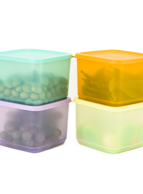 特百惠 1L新冷藏方盒 冰箱收纳冷鲜储藏保鲜盒 密封干货