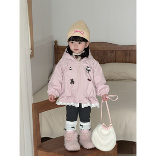 湖州织里童装新款女童韩版连帽棉袄冬棉衣保暖上衣外套卡通外出服