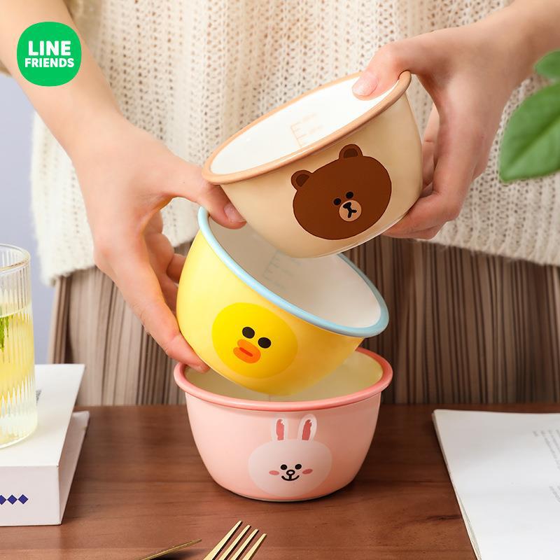 LINE FRIENDS创意陶瓷餐具带刻度杯儿童食品级减脂早餐可爱甜品碗