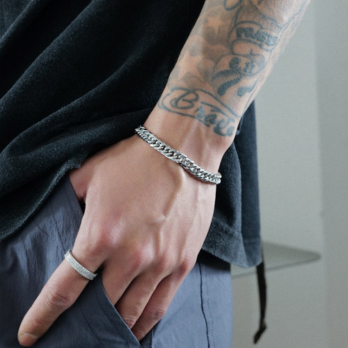 SAZ钛钢喜平链古巴手链日系