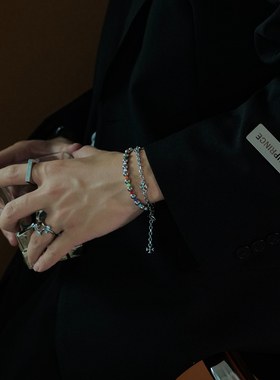 多巴胺彩色银串珠手链弹力绳手串