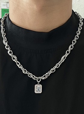 SAZ 小众双层叠戴项链男镶钻锆石潮牌百搭高级感缠绕锁骨链女配饰