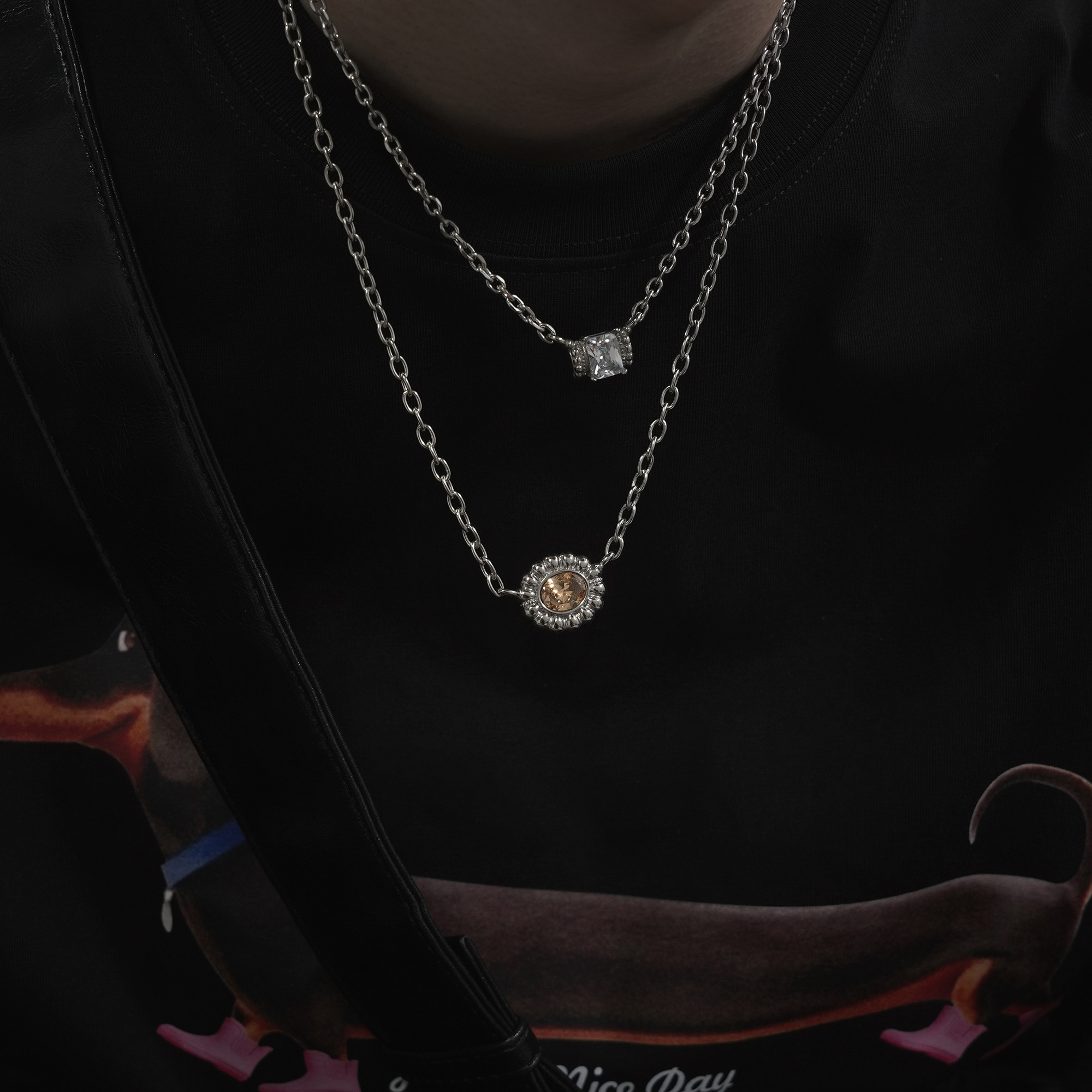 赵露思同款宝石闪钻项链叠戴颈链