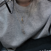 SAZ 小众中性风金银闪闪四芒星恒星设计感潮流饰品吊坠项链男女生