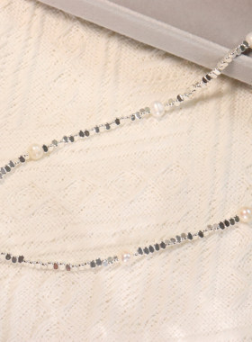 巴洛克珍珠黑胆石锁骨链轻奢小众