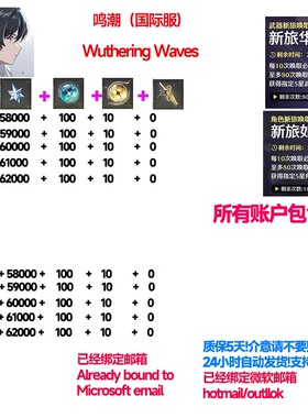 Wuthering Wave鸣潮国际服自抽号初始s亚服欧美服成品