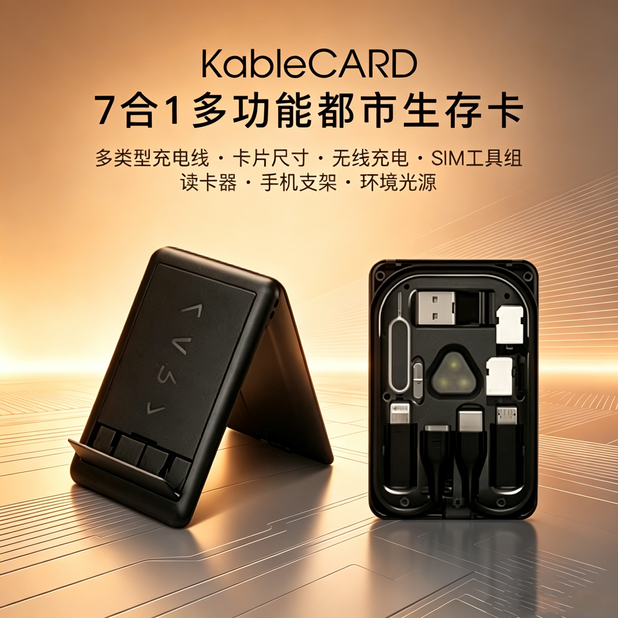 KableCARD都市生存卡 多功能手机数码工具包城市便携充电卡片收纳