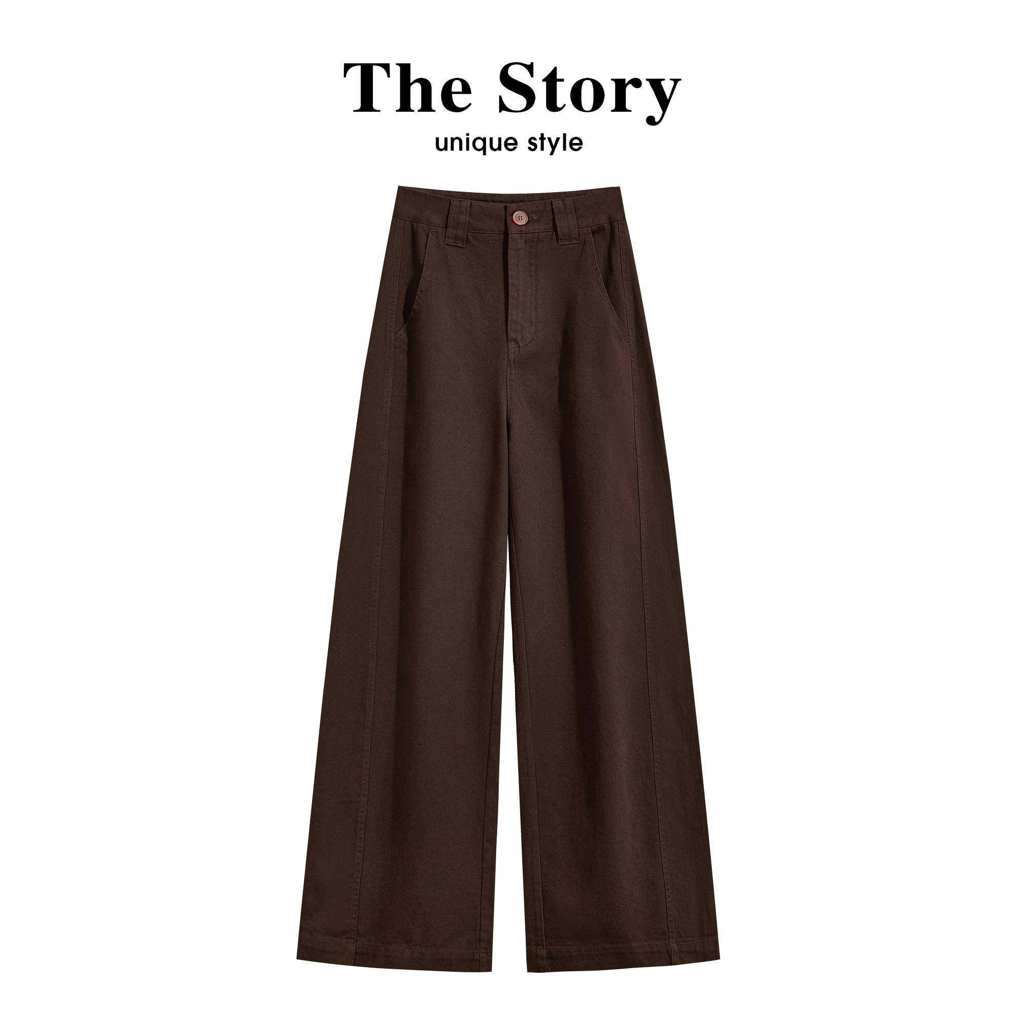 那些事衣橱法式覆古通勤休闲裤女2025秋季高腰设计感宽松阔腿裤子