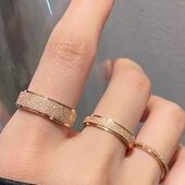 小众高级感钛钢玫瑰金磨砂细闪轻奢压砂戒指情侣戒指不褪色不过敏