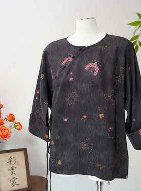 40姆米交织秋季新品圆领斜襟设计师创意上衣女58018