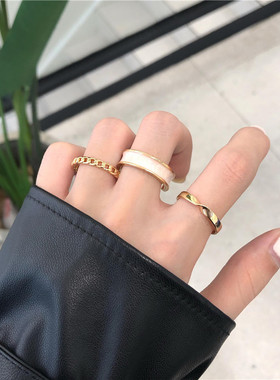 小众设计ins潮风套装嘻哈戒指