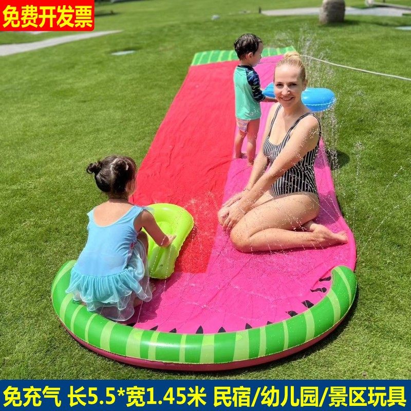 草坪别墅水果滑水道儿童双人戏水