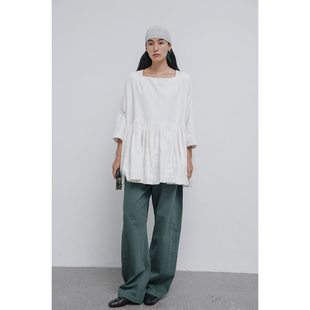 「秋」100棉定制成衣染色分割腰型摩登进阶阔腿牛仔裤 2025 Bow