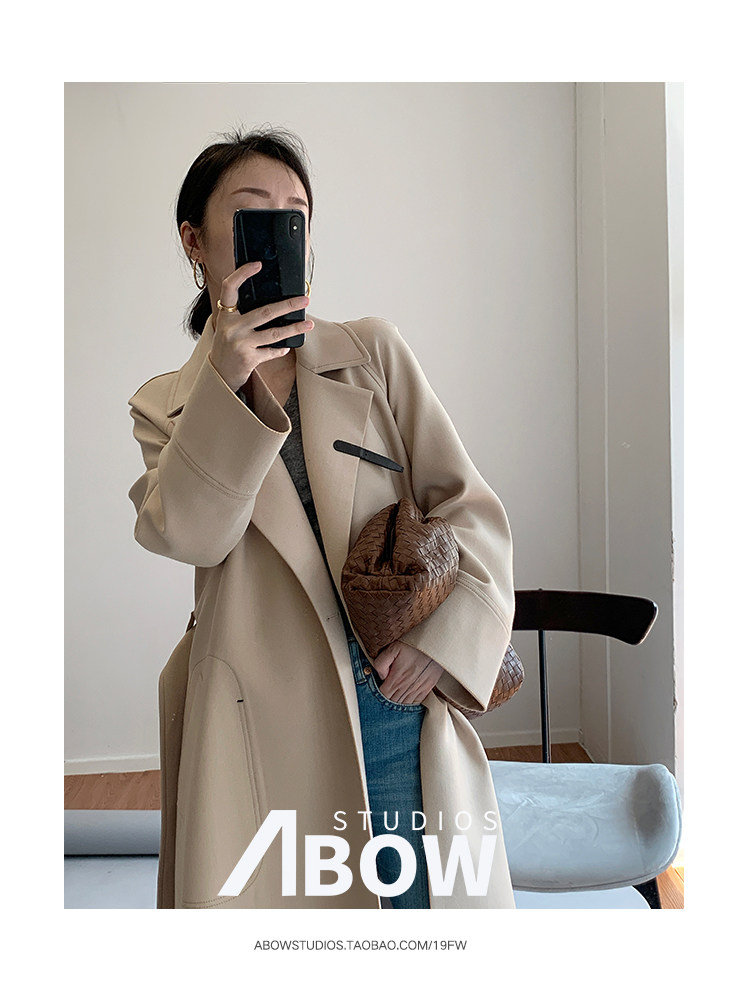 Abow Studios重磅定制H家3D立体裁剪精纺澳毛 4米用料廓形风衣