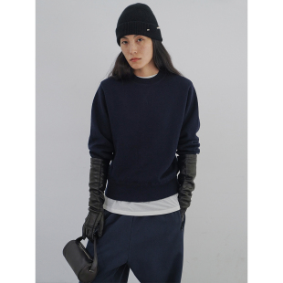 型羊绒混纺运动针织圆领卫衣套衫 「秋」老钱感宽松H版 2025 Bow