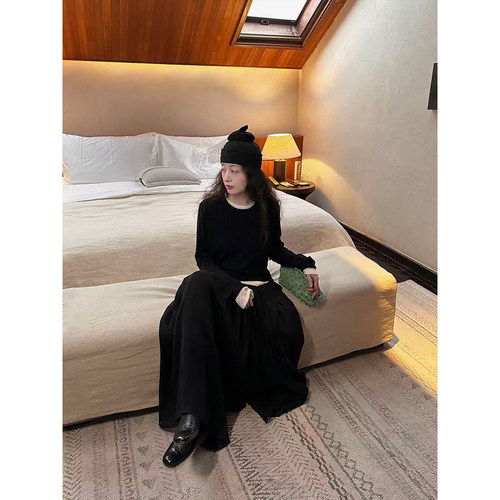 ABow2025假两件圆领针织毛衣