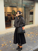 松紧腰 文学气息廓形伞裙 冬季 重磅定制进口盐缩工艺 Bow 2023