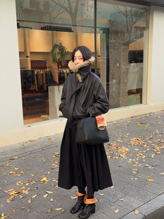 Bow 松紧腰 2023 重磅定制进口盐缩工艺 文学气息廓形伞裙 冬季