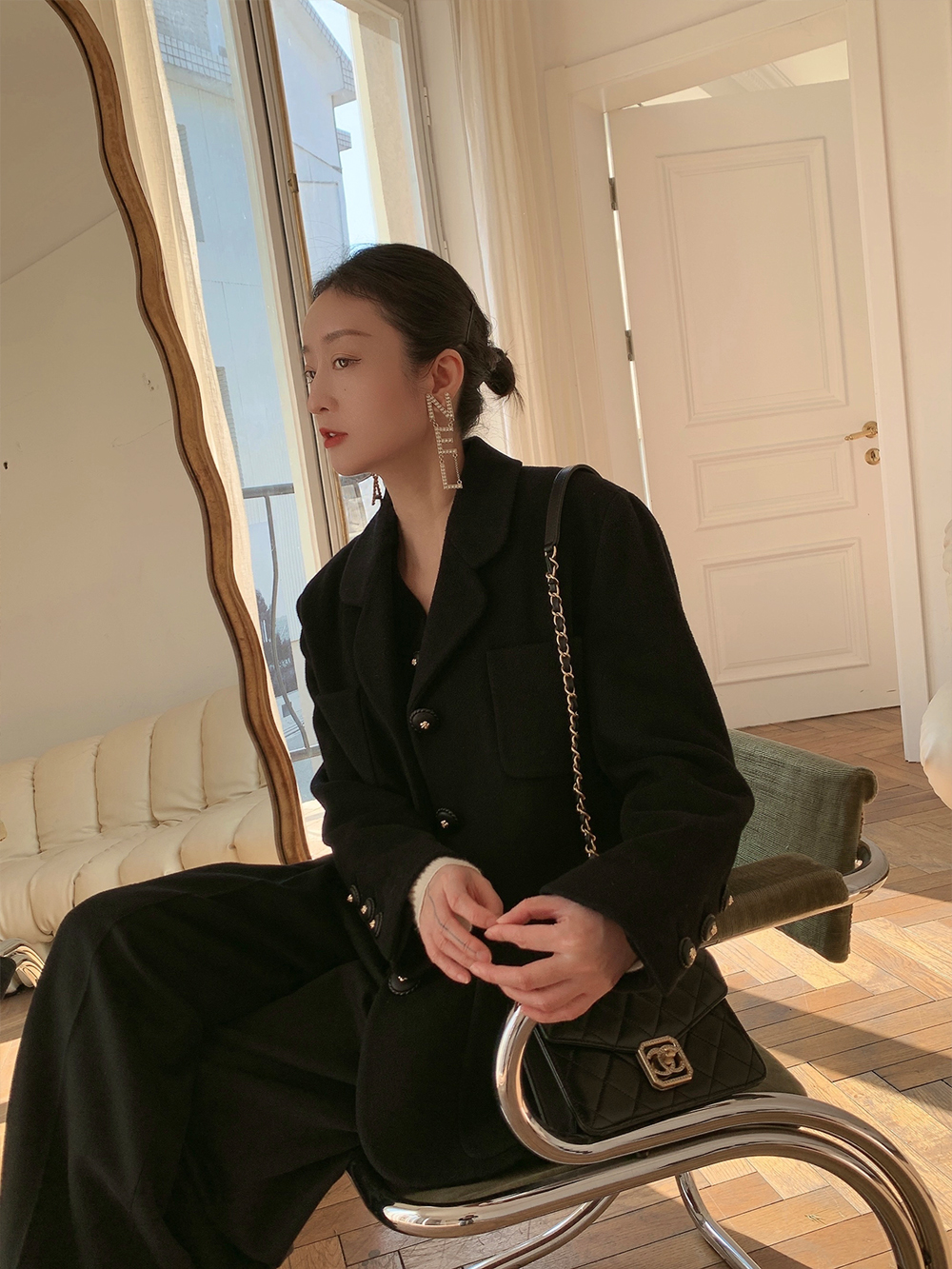 ABow2023羊绒皮金扣西装外套套装